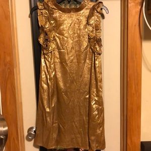 BluSpero Gold Shimmery Sleeveless Dress